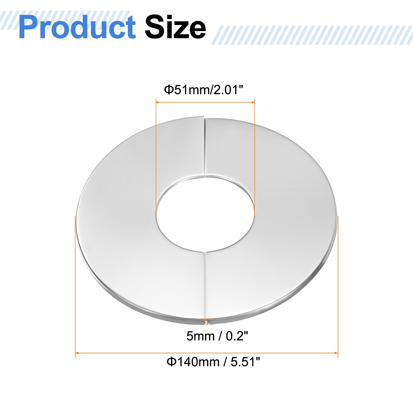 Wall Split Flange Stainless Steel Round Split Pipe Cover Clip-on Escutcheon Collar for Bathroom Kitchen Toilet - Silver