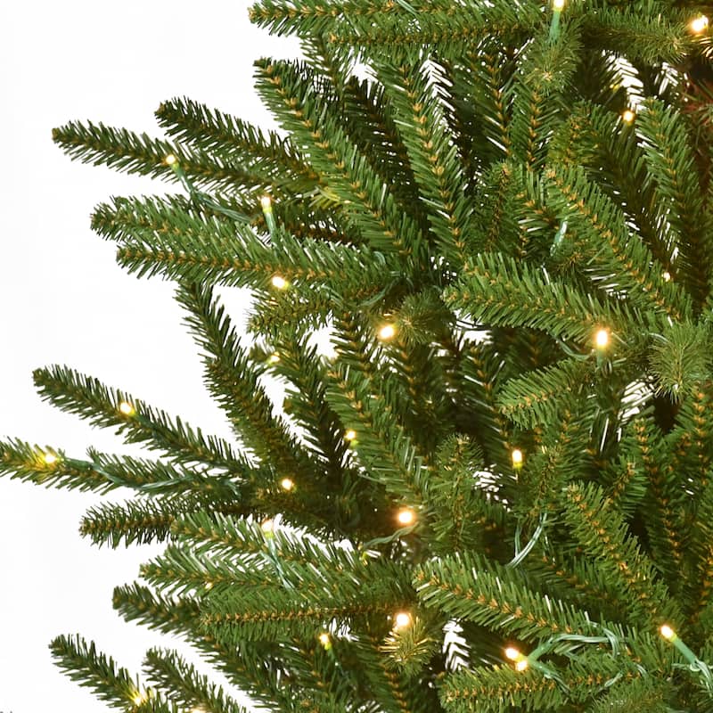 Puleo International 7.5' Pre-Lit Artificial Slim Mountain View Spruce Tree