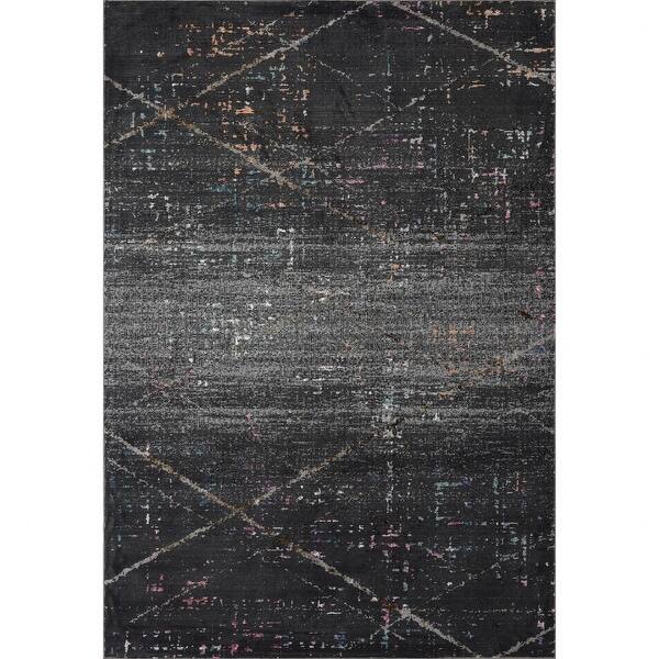 Distressed Black Abstract Area Rug - Bed Bath & Beyond - 34775316