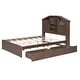 preview thumbnail 5 of 16, Full Size Wood Platform Bed with House-Shaped Storage Headboard and 2 Drawers, Walnut Finish