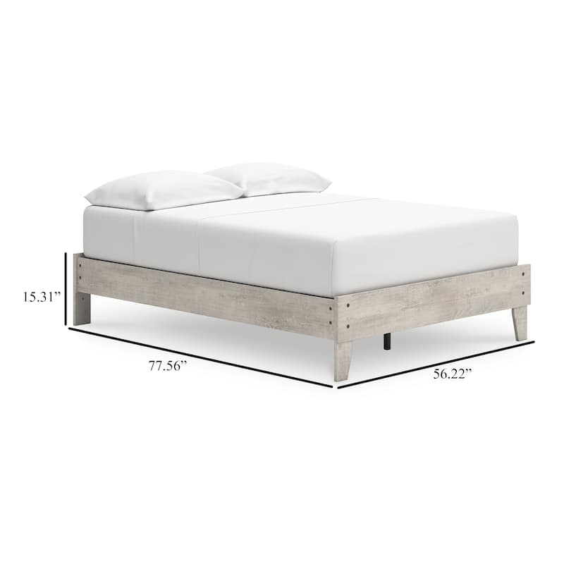 Shawn Full Size Minimalist Platform Bed, Light Gray Wood Frame