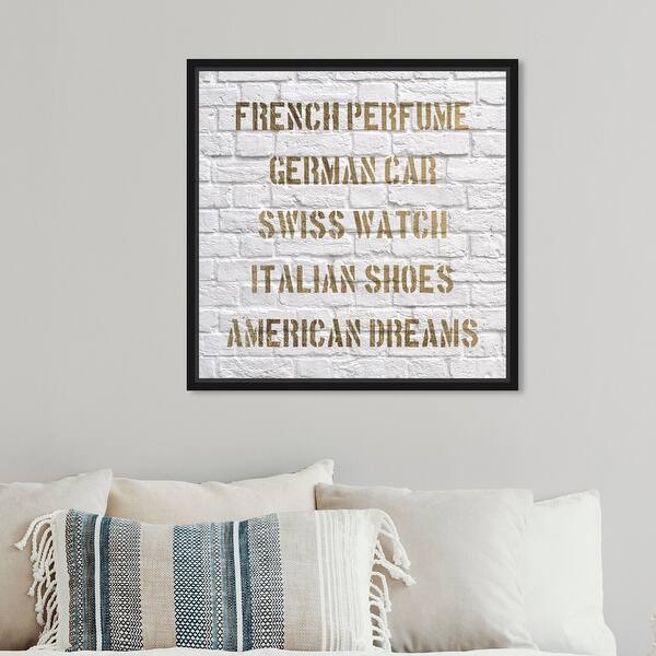 Shop Oliver Gal American Dream Typography And Quotes Wall Art Framed Canvas Print Inspirational Quotes And Sayings Gold White Overstock 31794476