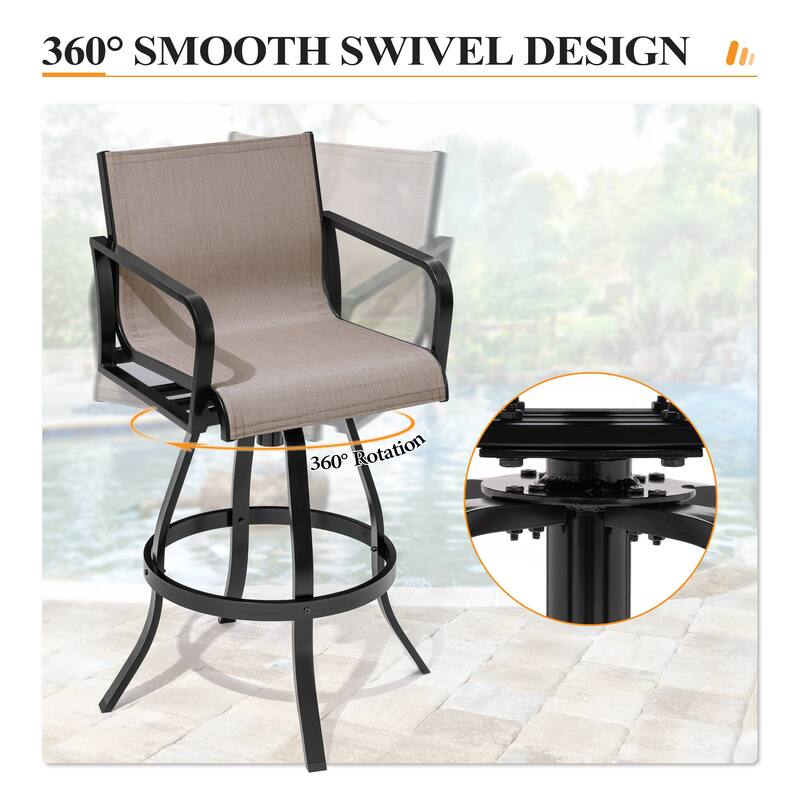 Outdoor Indoor All-weather Swivel Barstool Patio Bar Stools (Set of 2/4/6/8) - See Picture