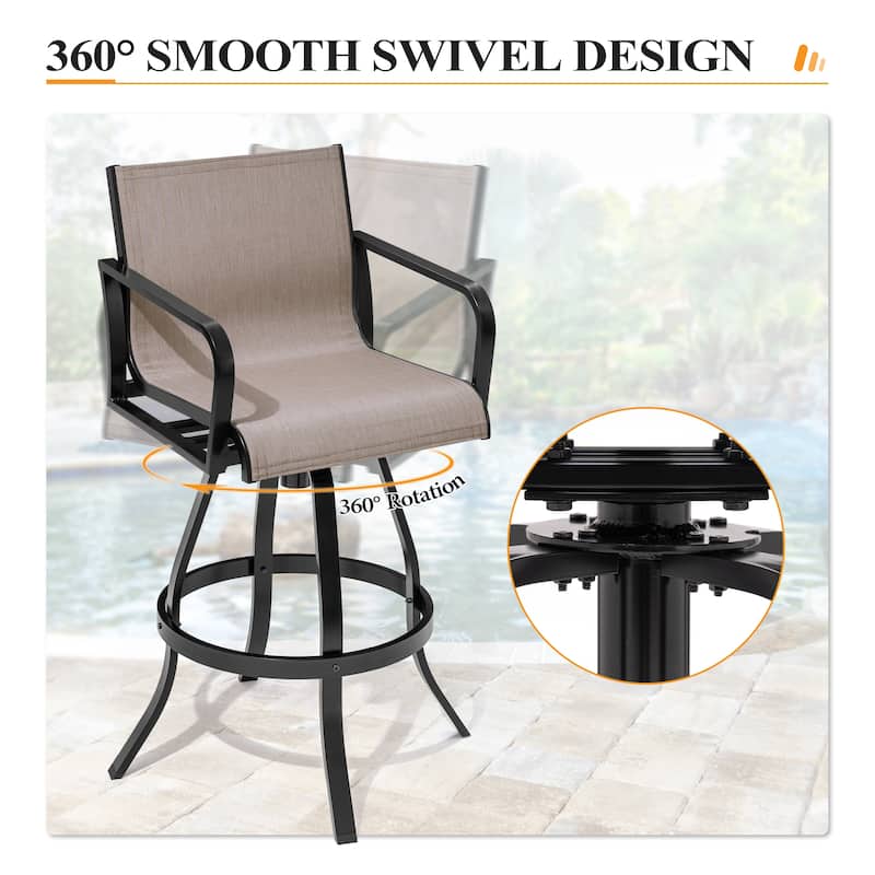 Outdoor Patio Aluminum Barstools Bar Height Bar Stools Swivel Bar Chairs Set of 2/4