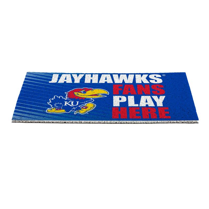 28 in. x 16 in. University of Kansas "Fans Play Here" PVC Door Mat