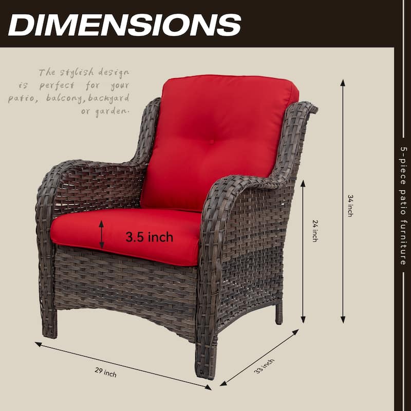 Cozywor 2-Piece Outdoor Patio Ratten Wicker Lounge Chair WIth Cushion