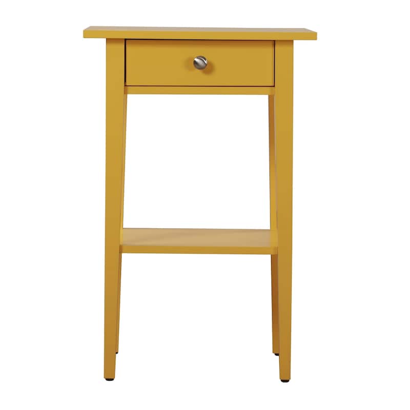 1-Drawer Wooden Nightstand with Open Shelf - 28" - Yellow