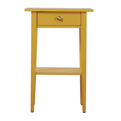 1-Drawer Wooden Nightstand with Open Shelf - 28" - Yellow