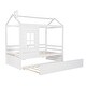 preview thumbnail 6 of 8, Solid Wood House Shaped Bed Frame with Window,Roof and Trundle,White