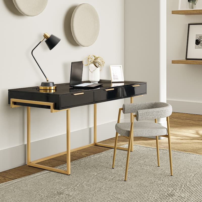 Patricia Modern 3 Drawer Desk with USB Ports and Outlet by HULALA HOME