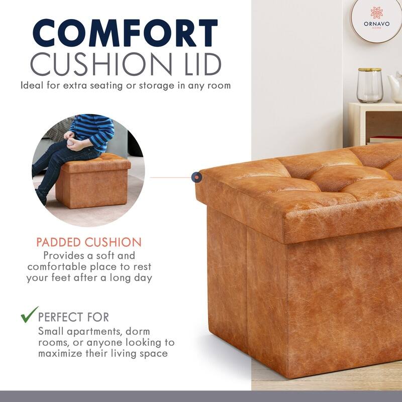 Small Foldable Rectangle Storage Ottoman