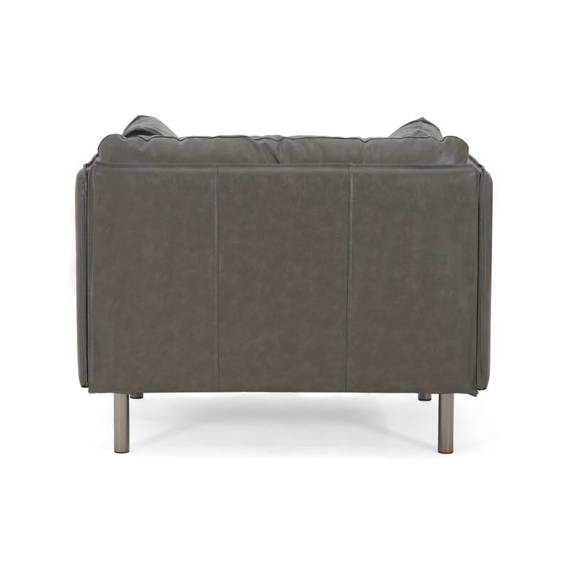 Faux Leather Upholstered Club Chair Reading Chair with Metal Legs