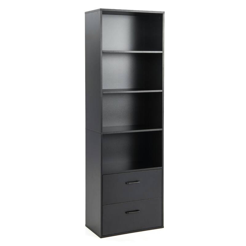 Costway 6-Tier Tall Bookshelf Freestanding Modern Bookcase Black