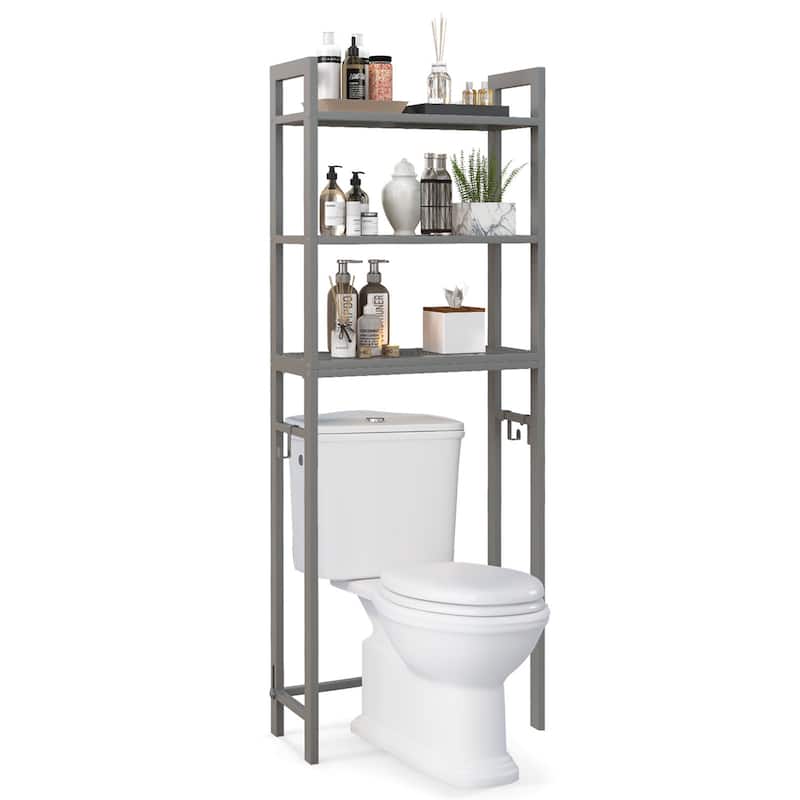 Costway Over-The-Toilet Storage Shelf Space Saving Metal Bathroom - See Details - Grey