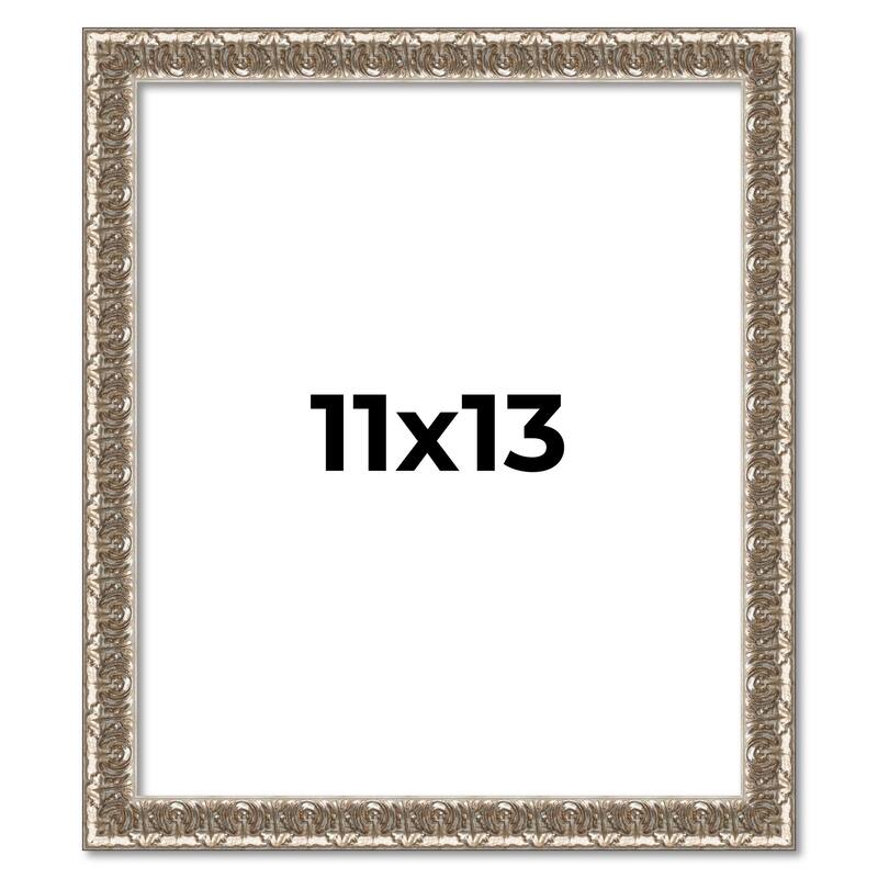 11x13 Frame Silver Versailles Ornate Solid Wood Picture Frame | 1 Inch