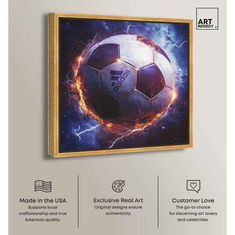Electrify Soccer Ball Canvas by Art Remedy