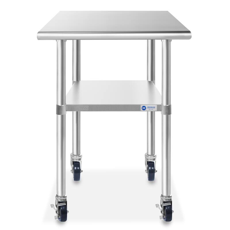 30 x 24in NSF Stainless Steel Prep Table with Casters
