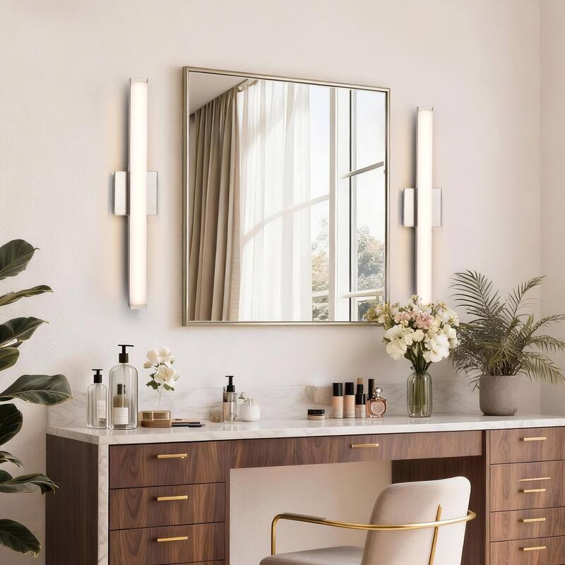 Modern Integrated LED Vanity Light Bar - 6 Variants (24in/30in, Matte Black/Brushed Nickel/Gold), 3000K, Damp Rated for Bathroom