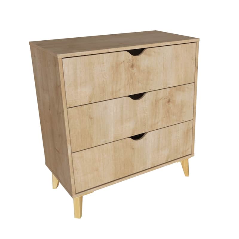 HomeRoots 30" Natural Three Drawer Dresser