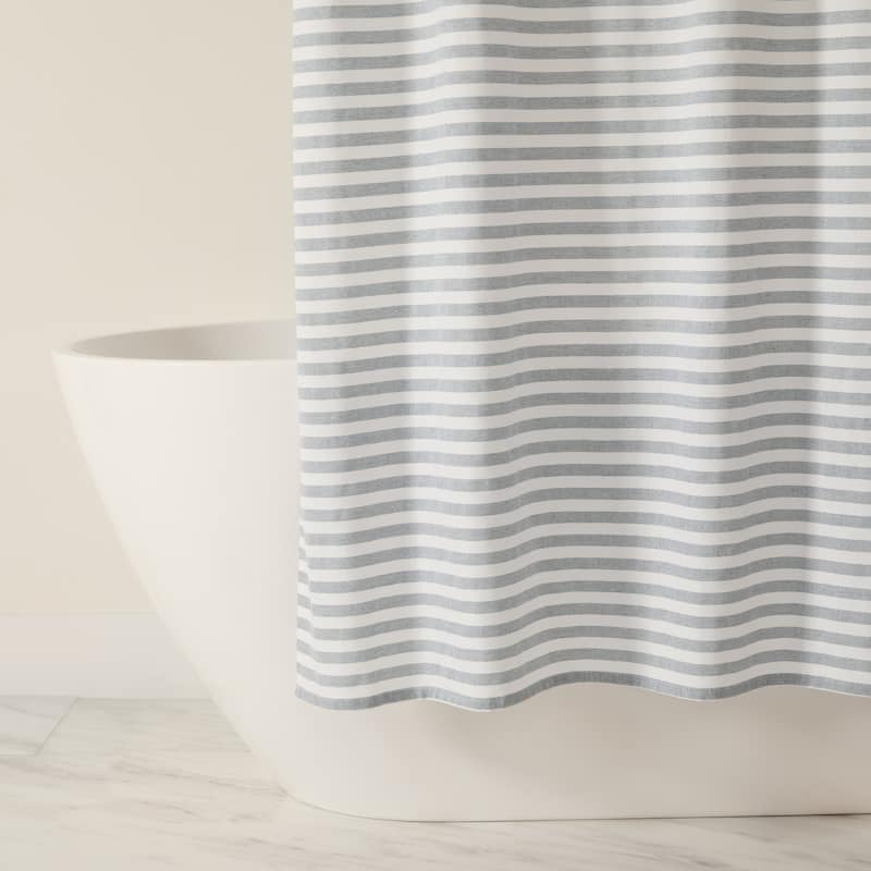 Becky Cameron Cotton Blend Striped Shower Curtain - 72" x 72" - Classic Stripe Navy