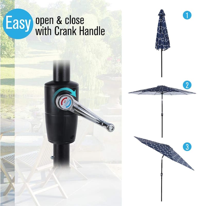 Sophia & William 9ft Auto Tilt Outdoor Patio Umbrella Market Umbrella with 8 Fiberglass Ribs