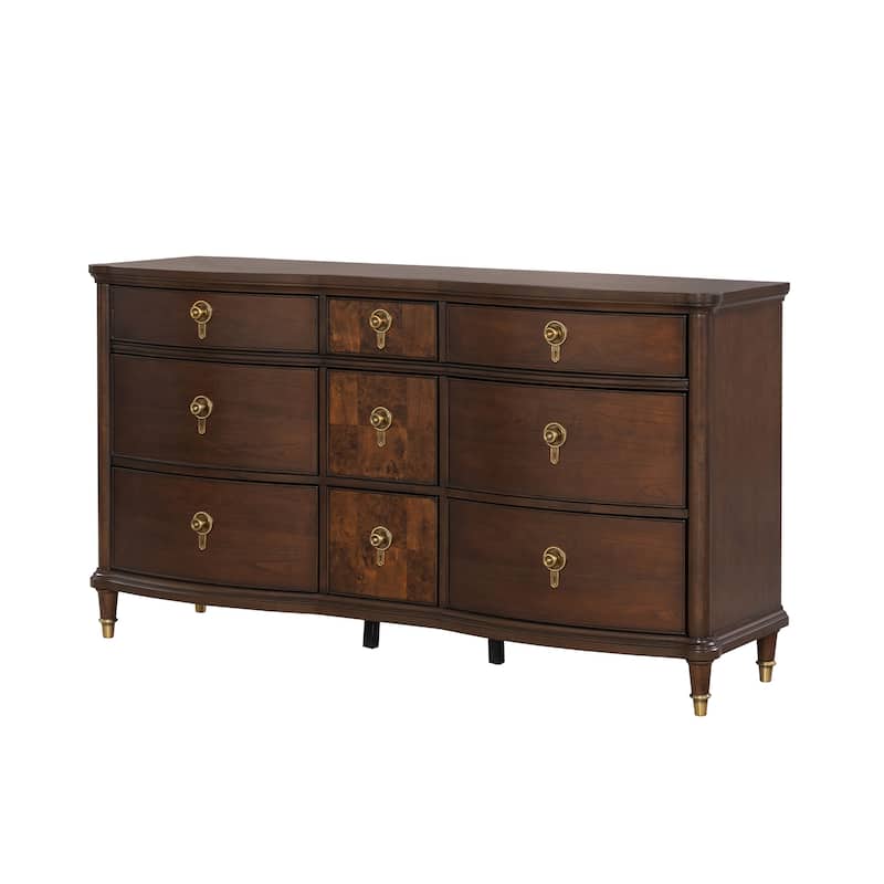 Furniture of America Prylen Modern Dark Cherry Solid Wood 9-Drawer Dresser