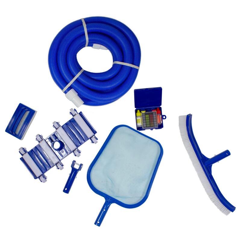 7-Piece Blue Assorted Pool Maintenance Cleaning Kit - 17"