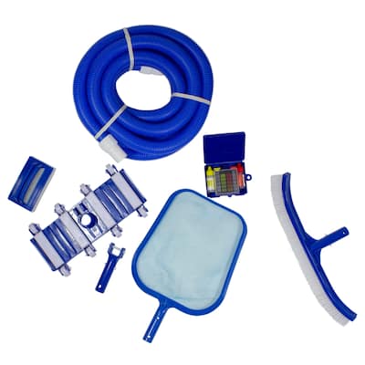 7-Piece Blue Assorted Pool Maintenance Cleaning Kit - 17"