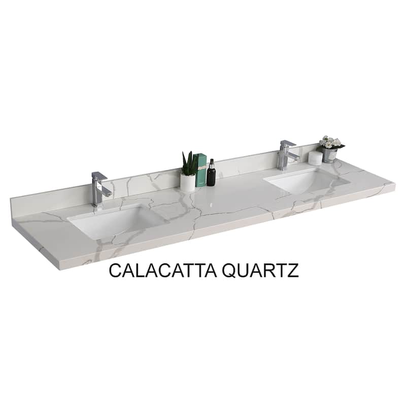 Willow Collections 84 x 22 Santa Fe Double Bowl Sink Bathroom Vanity with 2 in Quartz