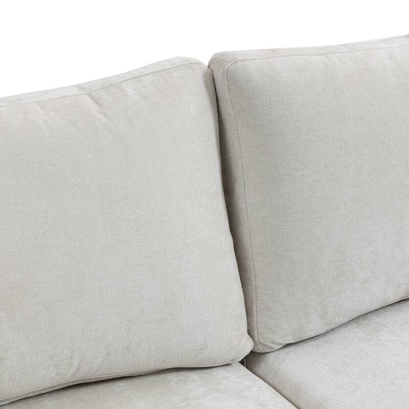 Chenille Modular Sofa, Upholstered Modern 3-Seater Couch with Ultra-Soft Cushions, Side Pocket