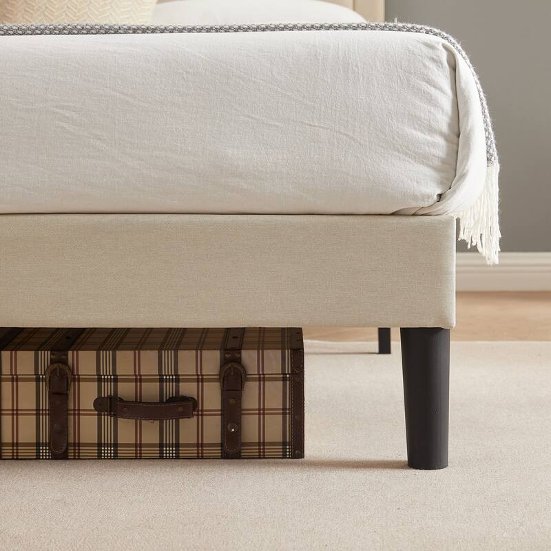 VECELO Bed Frame with Adjustable Headboard, Upholstered Button Tufted Platform Bedframe with Wood Slats Support