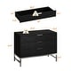 preview thumbnail 10 of 16, 31.5 Inch Wide Nightstand with 3 Drawers Black Wooden Bedside Table
