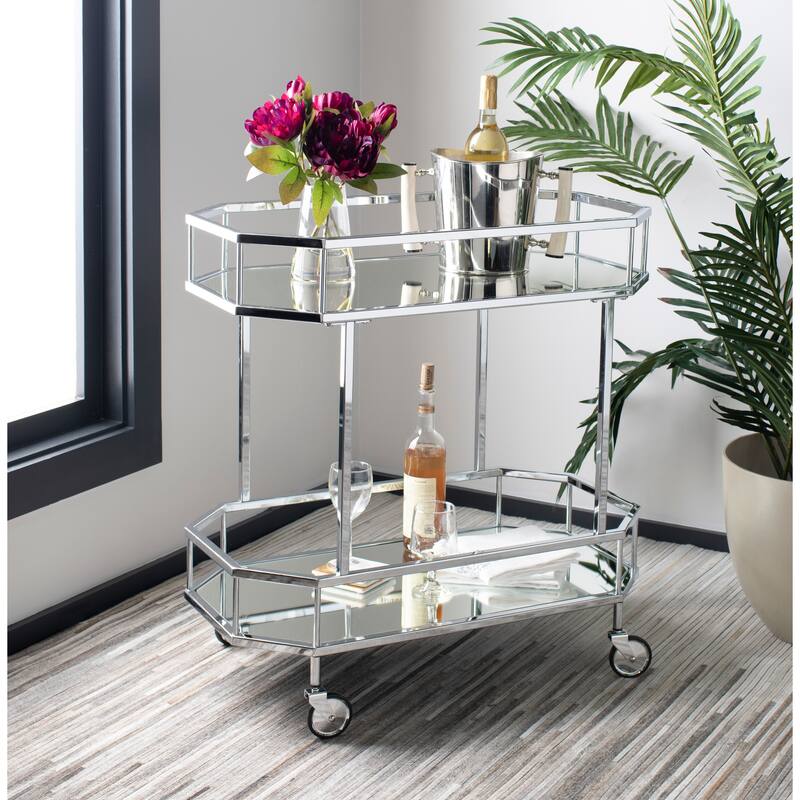 SAFAVIEH Katica 2-Tier Octagon Bar Cart - 29.6" x 16.5" x 29.8" - 30Wx17Dx30H