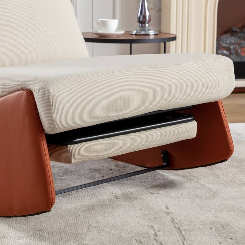 Modern Rocking Chair Recliner, Comfy Rocker Nursery Chair with Footrest, Accent Reading Chair, Upholstered Lounge Chair