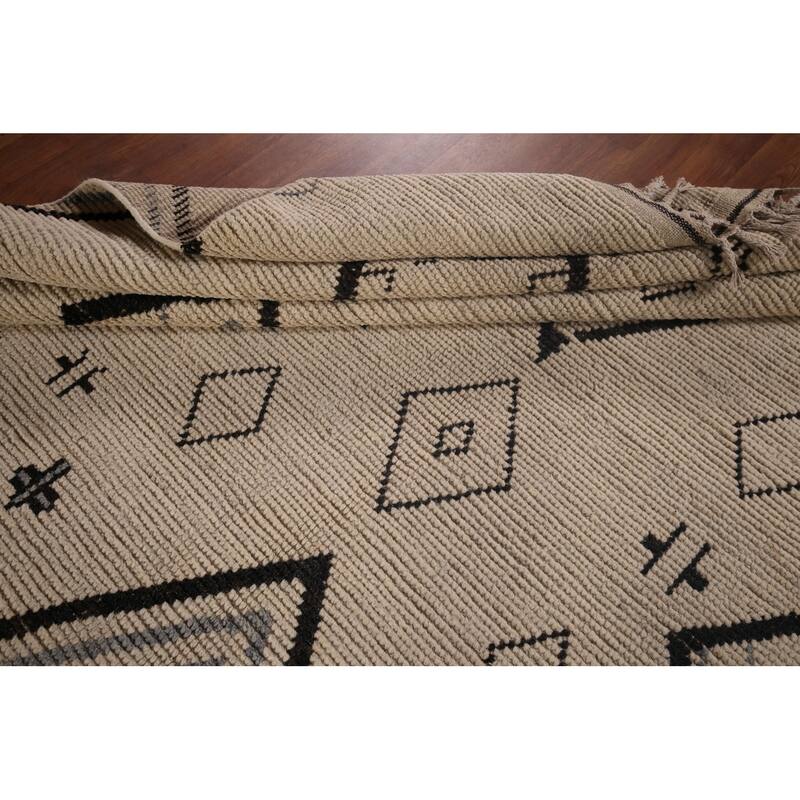 All-Over Geometric Moroccan Modern Area Rug Handmade Wool Carpet - 7'8"x 10'10"