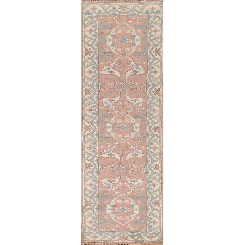 Oushak Indian Runner Rug Handmade Wool Carpet - 2'6"x 9'11"