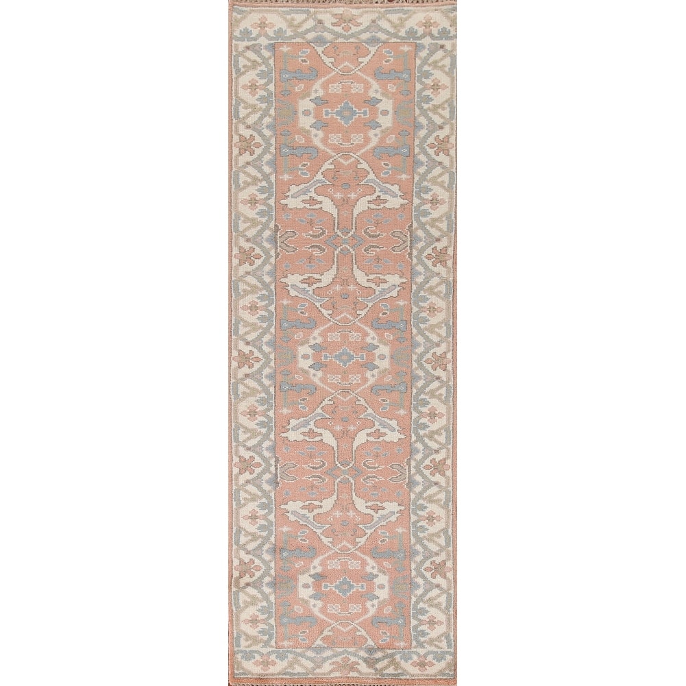 Oushak Indian Runner Rug Handmade Wool Carpet - 2'6"x 9'11"