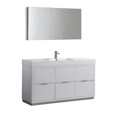 Fresca Senza 60" Single Vanity Set with Wood Cabinet and Acrylic