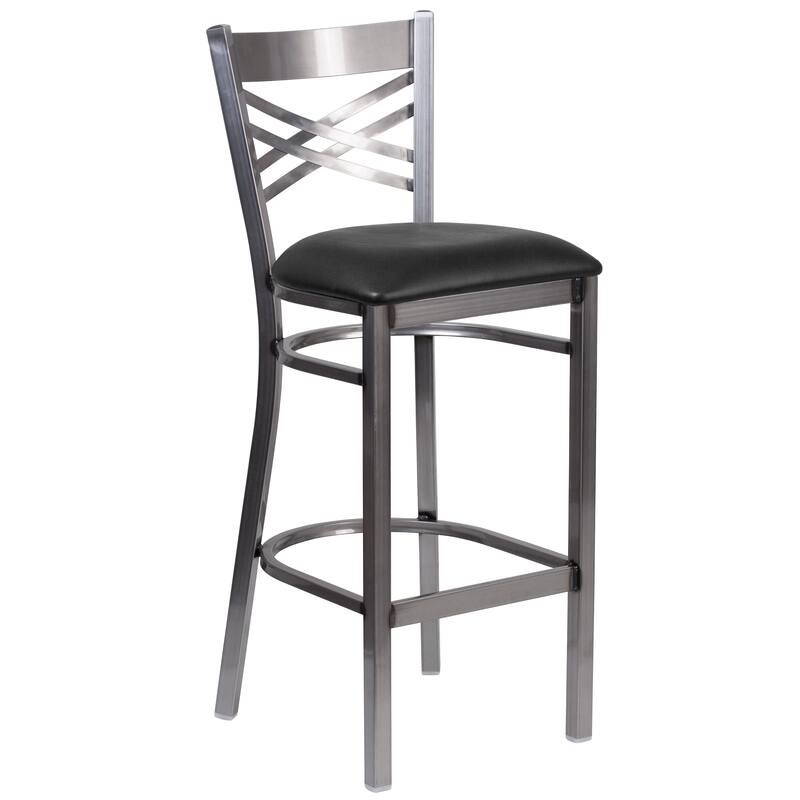 2 Pack Clear Coated ''X'' Back Metal Restaurant Barstool - 17"W x 18"D x 42.25"H - 17"W x 18"D x 42.25"H
