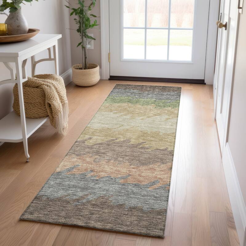 Machine Washable Indoor/ Outdoor Chantille Abstract Ombre Rug