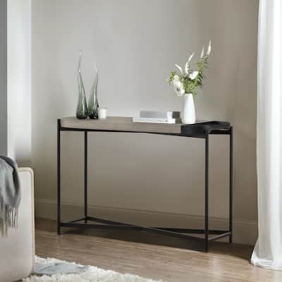 Dua Concrete and Metal 47" Oval Sofa Console Table for Entryway