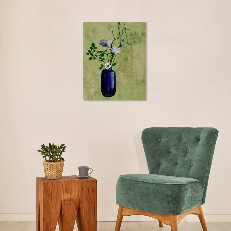 Wynwood Studio Canvas Floral and Botanical From El Olivar Green and Dark Blue Traditional Wall Art Canvas Print - 16 x 20