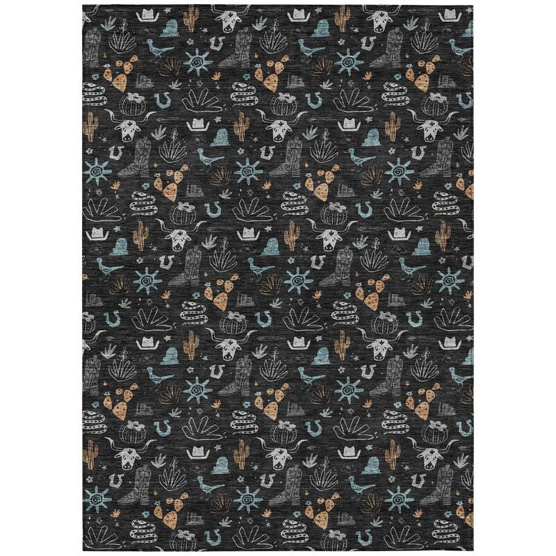 Machine Washable Indoor/ Outdoor Cowboy Ranch Chantille Rug