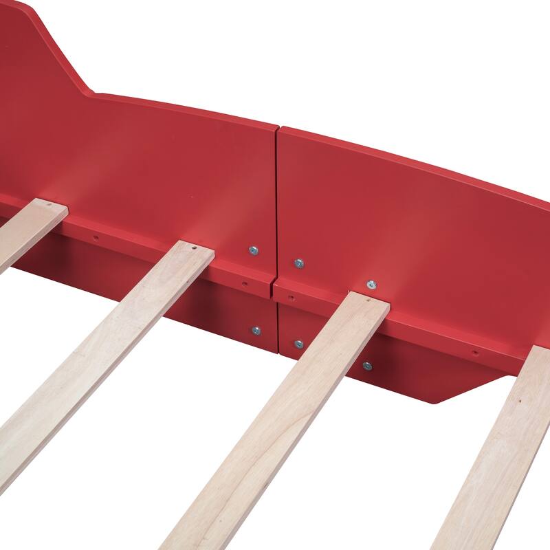 Race Car-Shaped Platform Bed with Wheels