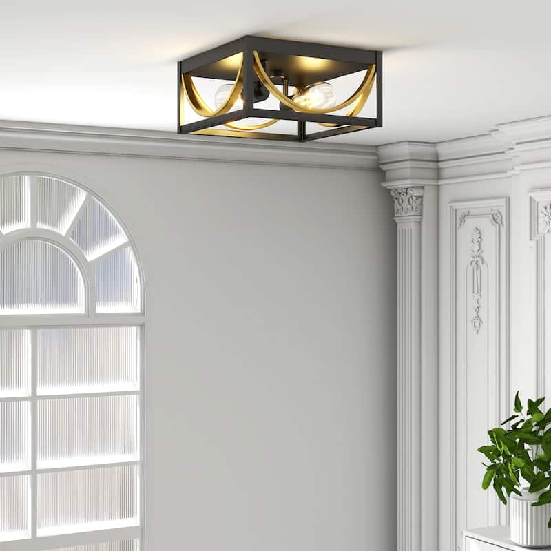 2-Light Flush Mount Ceiling Light Fixture - 11.81"x11.81"x5.51"