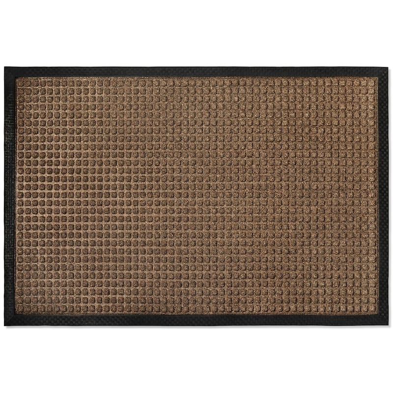 Envelor Door Mat Indoor Outdoor Low Profile Commercial Entryway Rug - 24" x 36" - Button - Brown