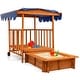 preview thumbnail 10 of 9, Costway Wooden Retractable Sandbox with Cover & Built-in Wheels Kids