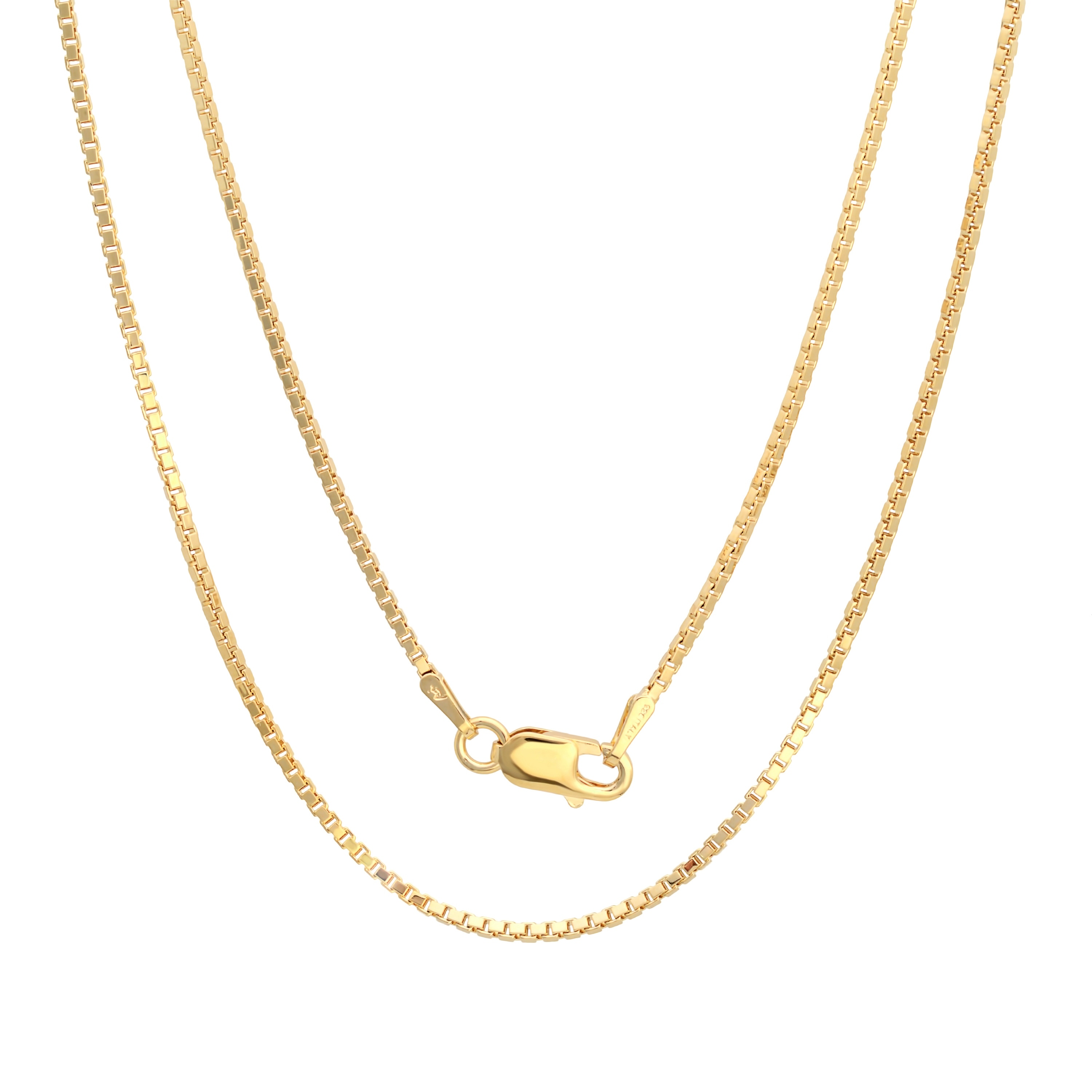 Roberto Martinez Gold Plated Silver 1.5 mm Box Chain (16"-30")