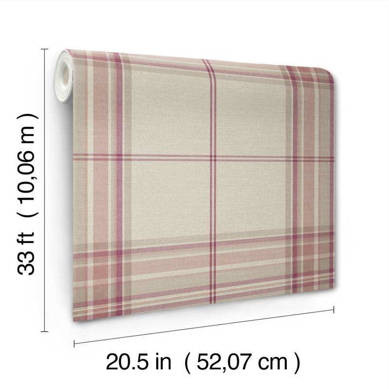 A-Street Prints Westley Magenta Plaid Wallpaper