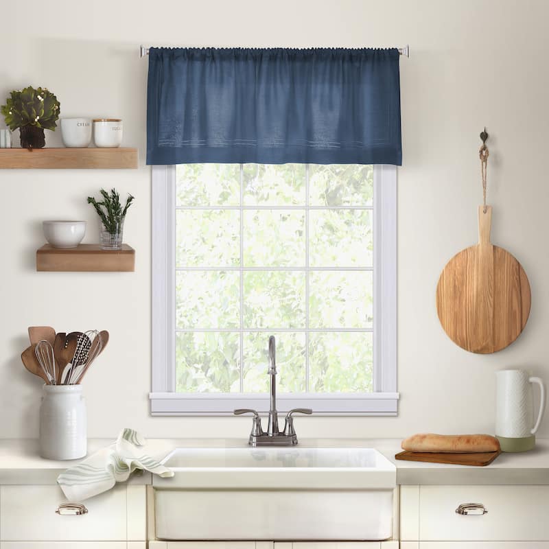Elrene Cameron Linen Kitchen Curtain Window Valance - 60" w x 15" l - 60" w x 15" l